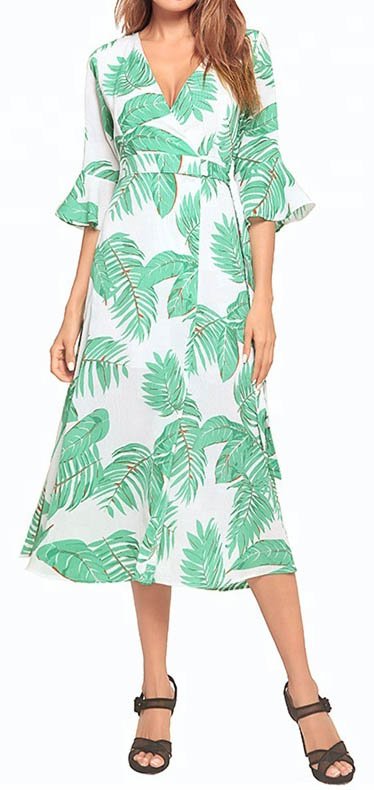 langärmliges Chiffon-Maxikleid
