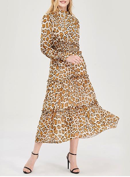 Robe longue à imprimé léopard