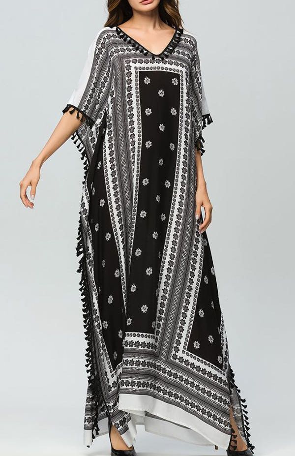 Mode Jurken Chiffon jurken Paola Chiffon jurk abstract patroon casual uitstraling 