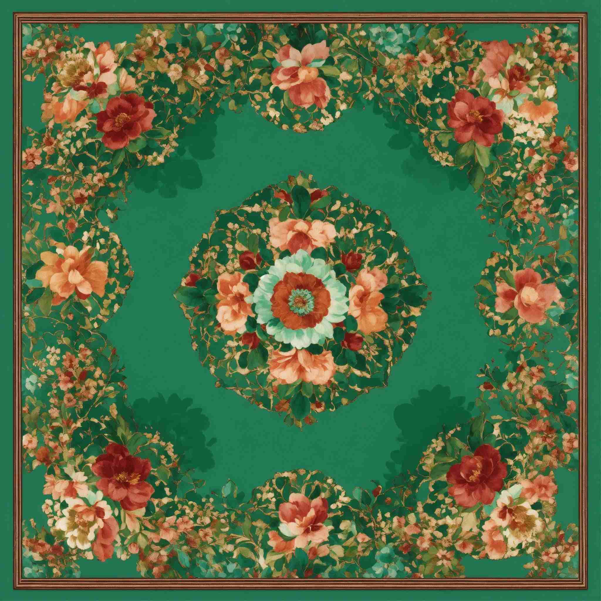Floral Printed Square Silk Scarf