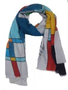 Digital printed wool scarf with a complex designer pattern