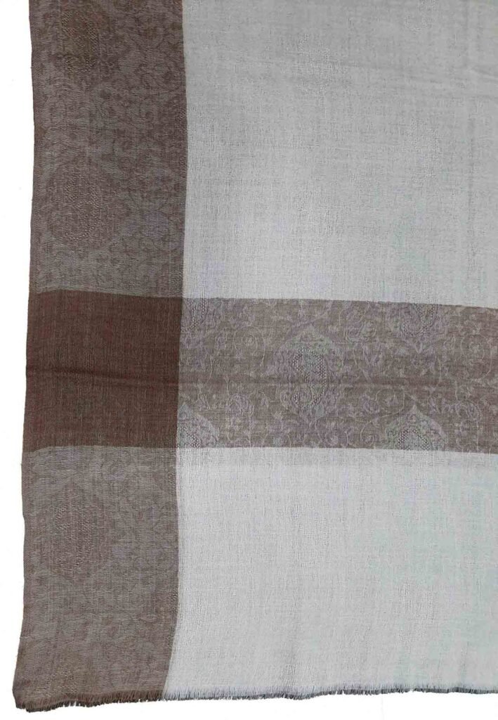 Traditional handwoven Kashmiri Pashmina scarf texture and pattern