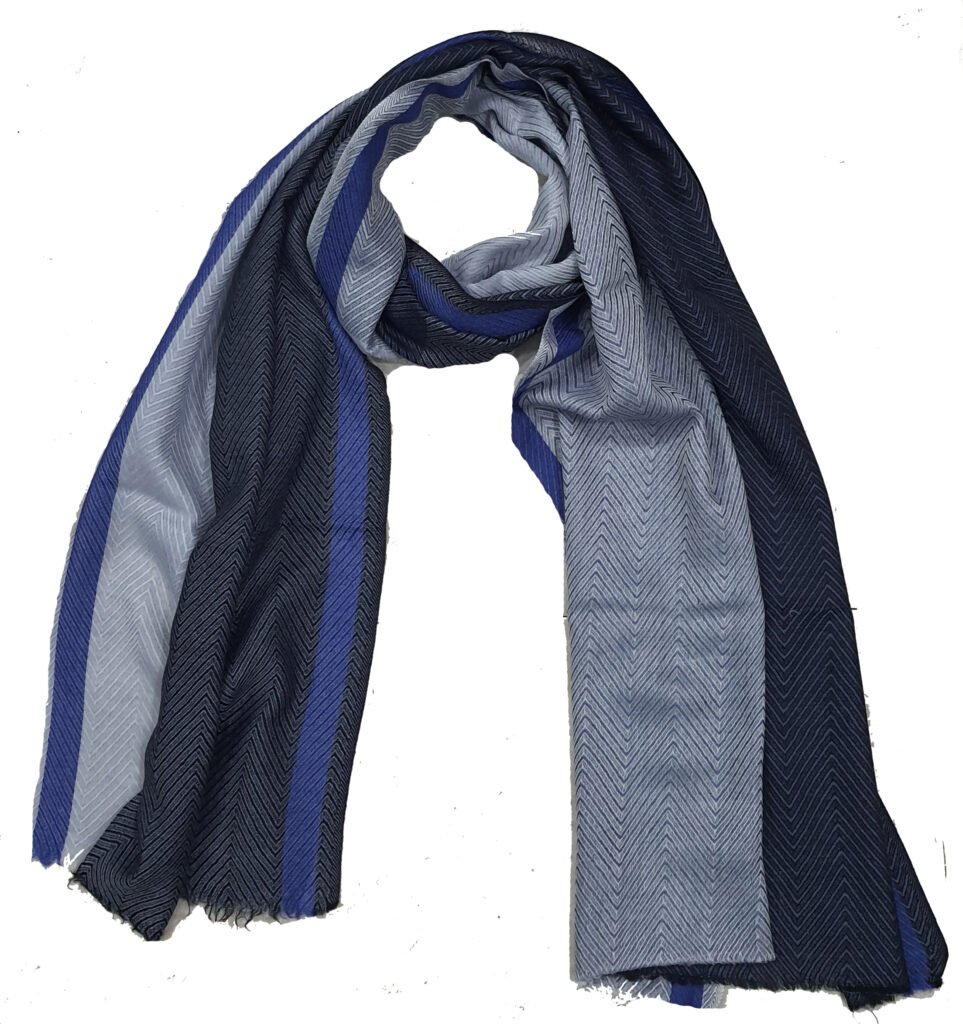 Sciarpe da uomo in misto lana e seta con trama a spina di pesce
