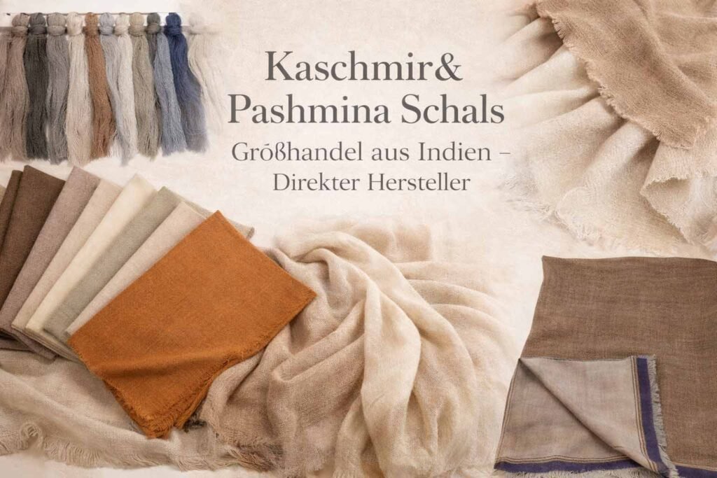 Hersteller und Großhändler von hochwertigen Schals und Tüchern aus Kaschmir-Pashmina-Wolle aus Indien.